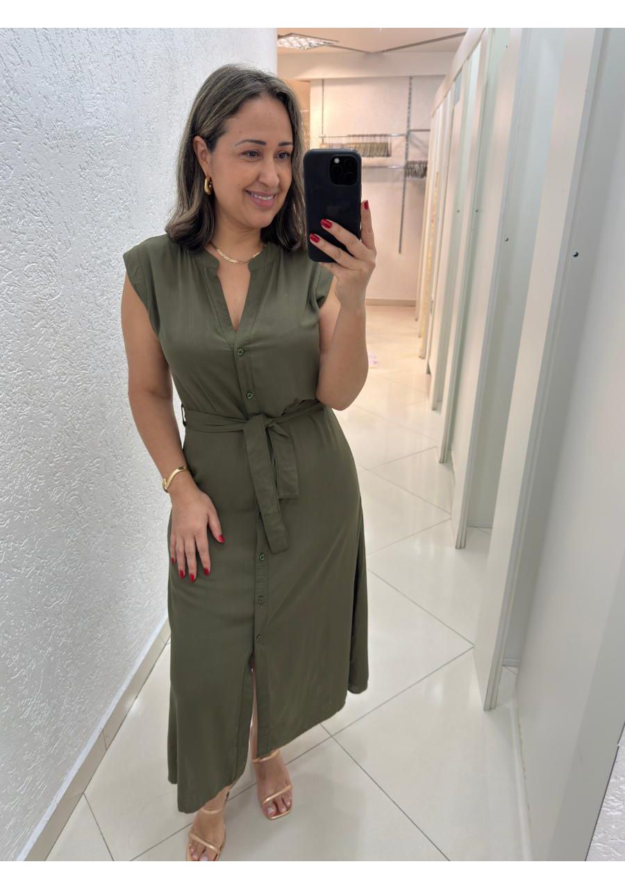 Chemise Midi Viscose Com Faixa REF:231569 - 108533... - MIX MODA