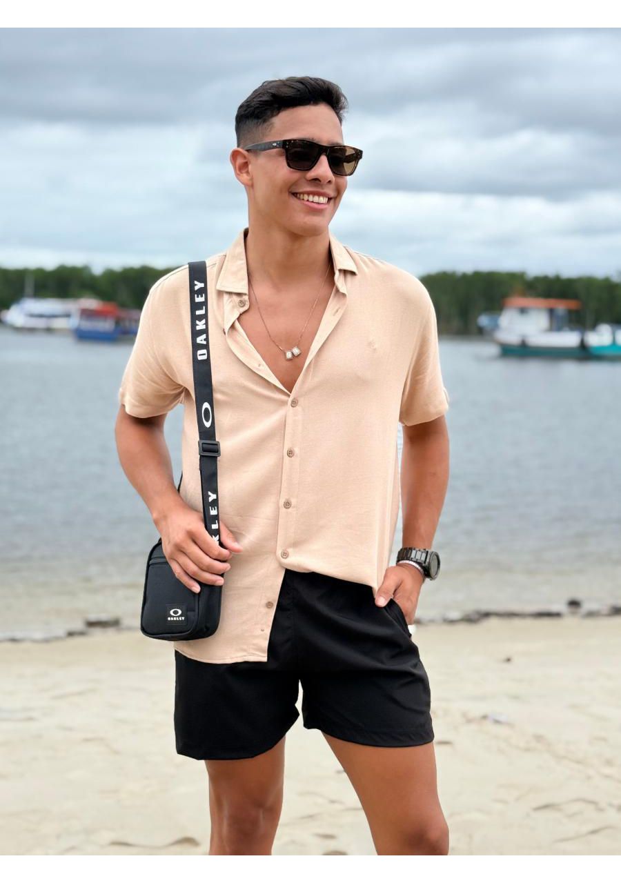 Camisa Viscolinho REF:26127 - 108789 - BEGE - MIX MODA