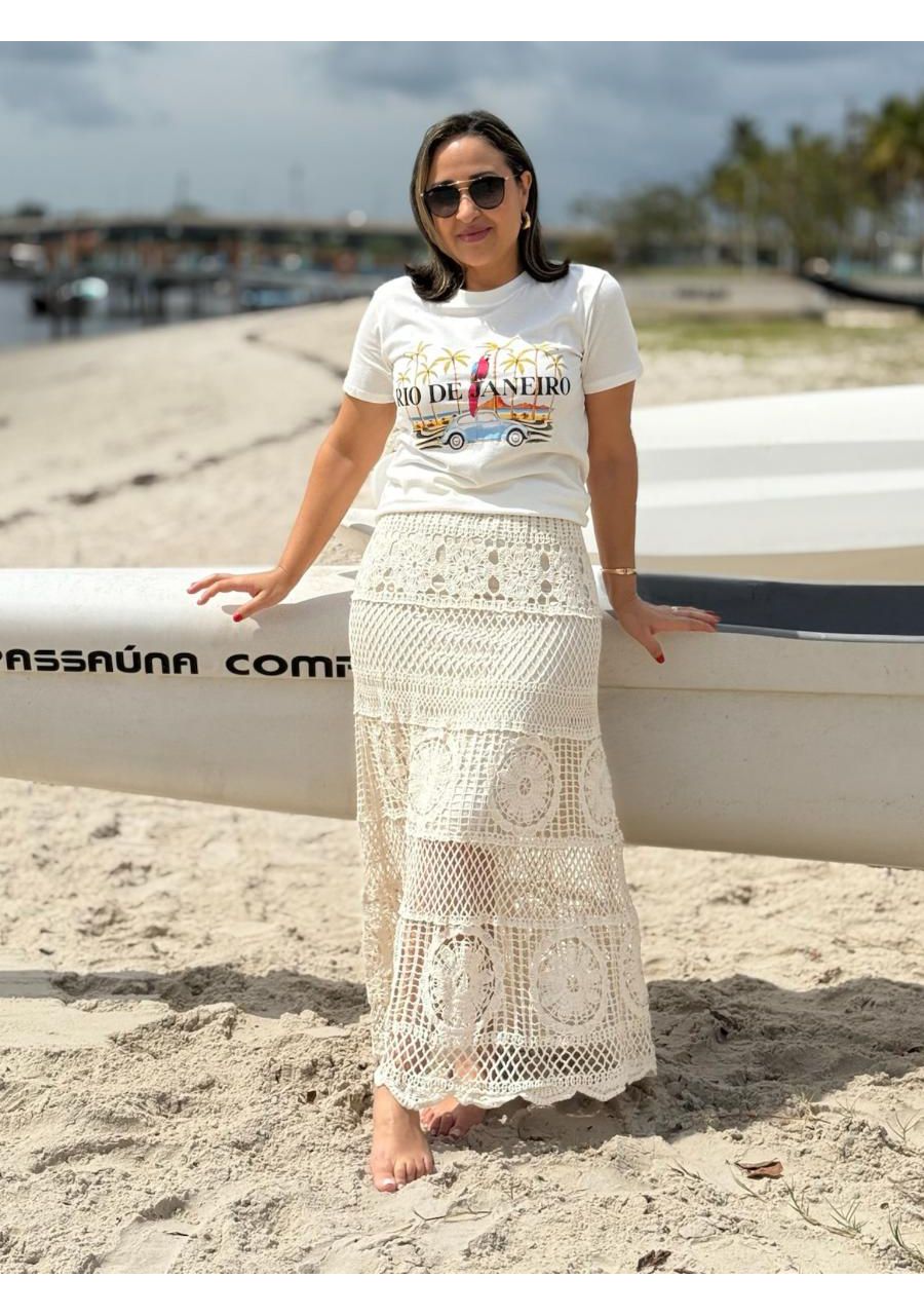 Saia Com Elástico Midi Crochê REF:IM60016 - 108866... - MIX MODA