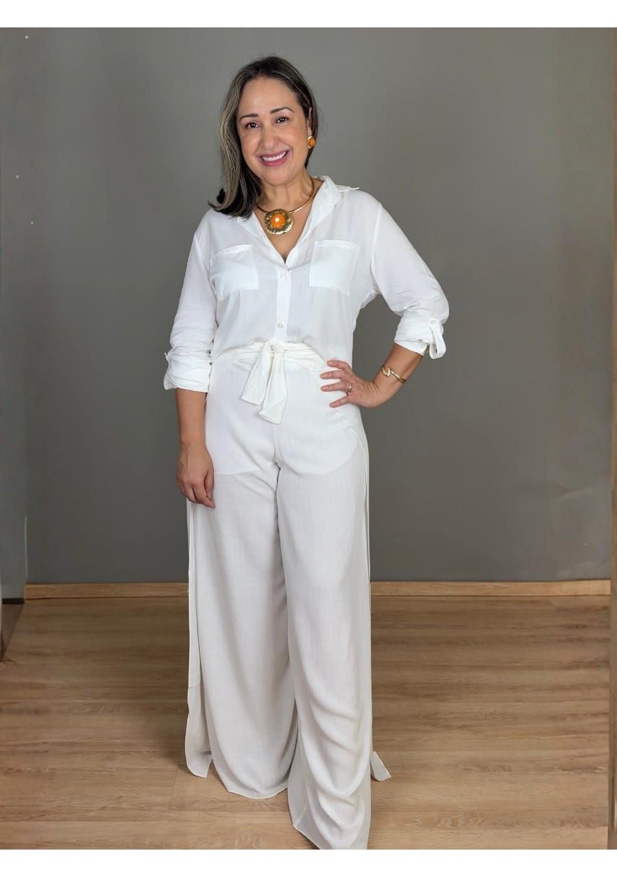 Calça Envelope Pantalona Viscolinho REF:CA0402 - 1... - MIX MODA