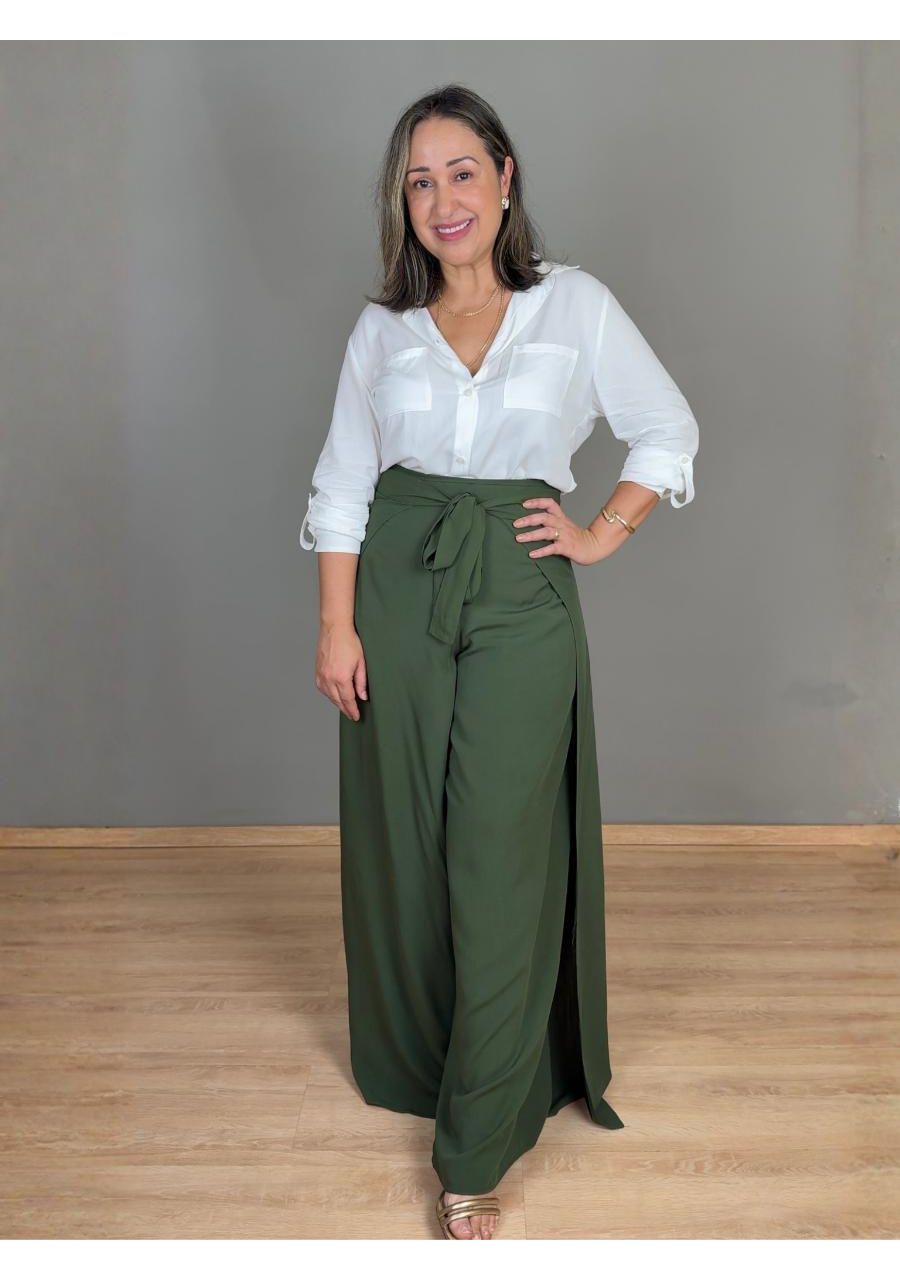 Calça Envelope Pantalona Viscolinho REF:CA0402 - 1... - MIX MODA