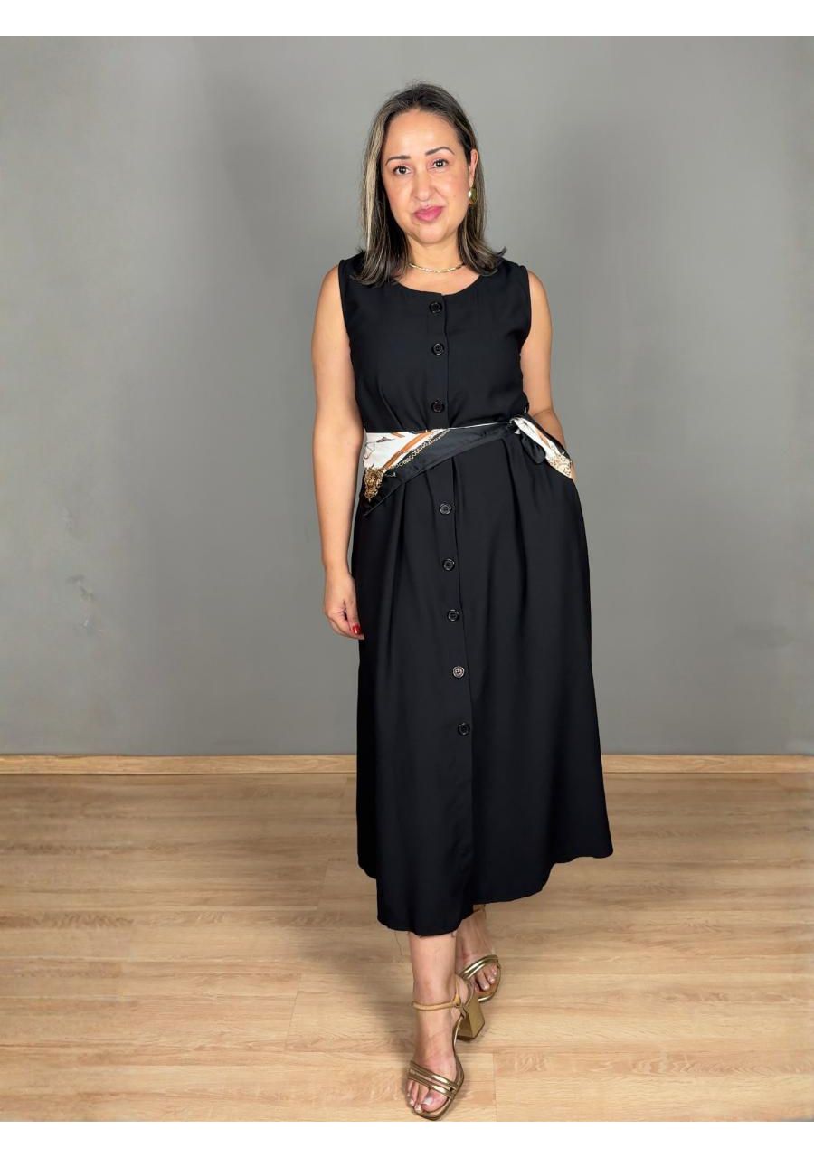 Vestido Max Com Botões E Faixa Marant REF:VS0501 -... - MIX MODA