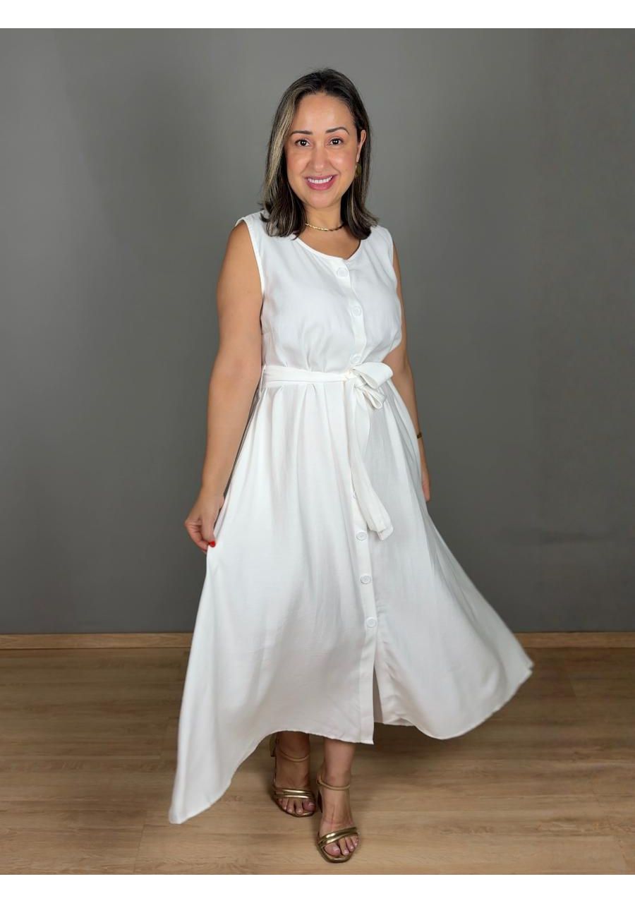 Vestido Max Com Botões E Faixa Marant REF:VS0501 -... - MIX MODA