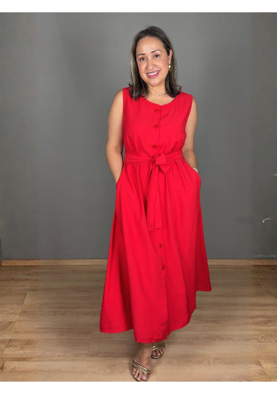 Vestido Max Com Botões E Faixa Marant REF:VS0501 -... - MIX MODA