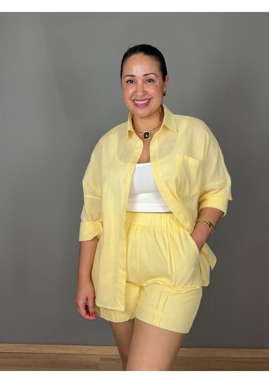 Conjunto Linho Com Shorts REF:WY719 - 108996 - AMA... - MIX MODA