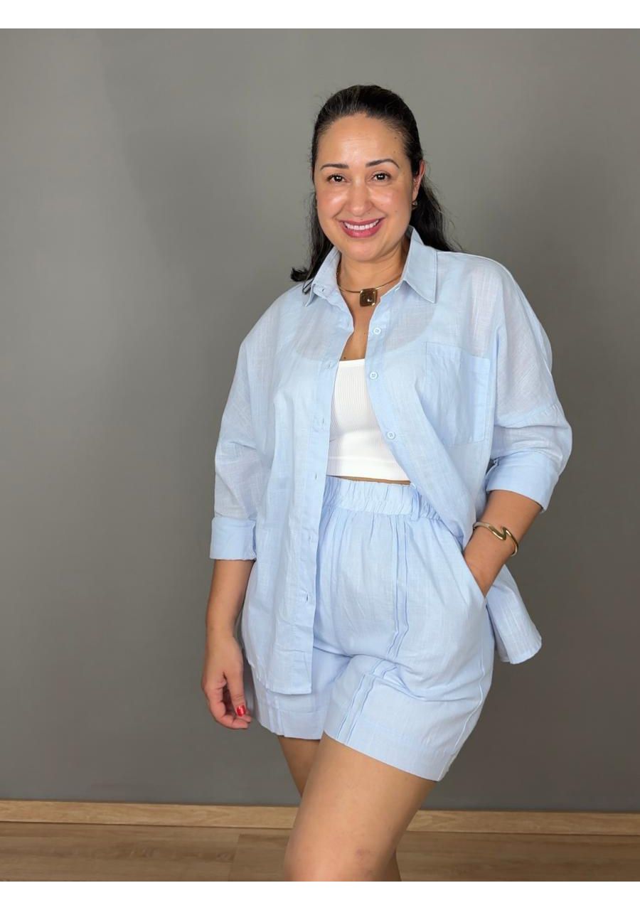Conjunto Linho Com Shorts REF:WY719 - 108996 - AZU... - MIX MODA