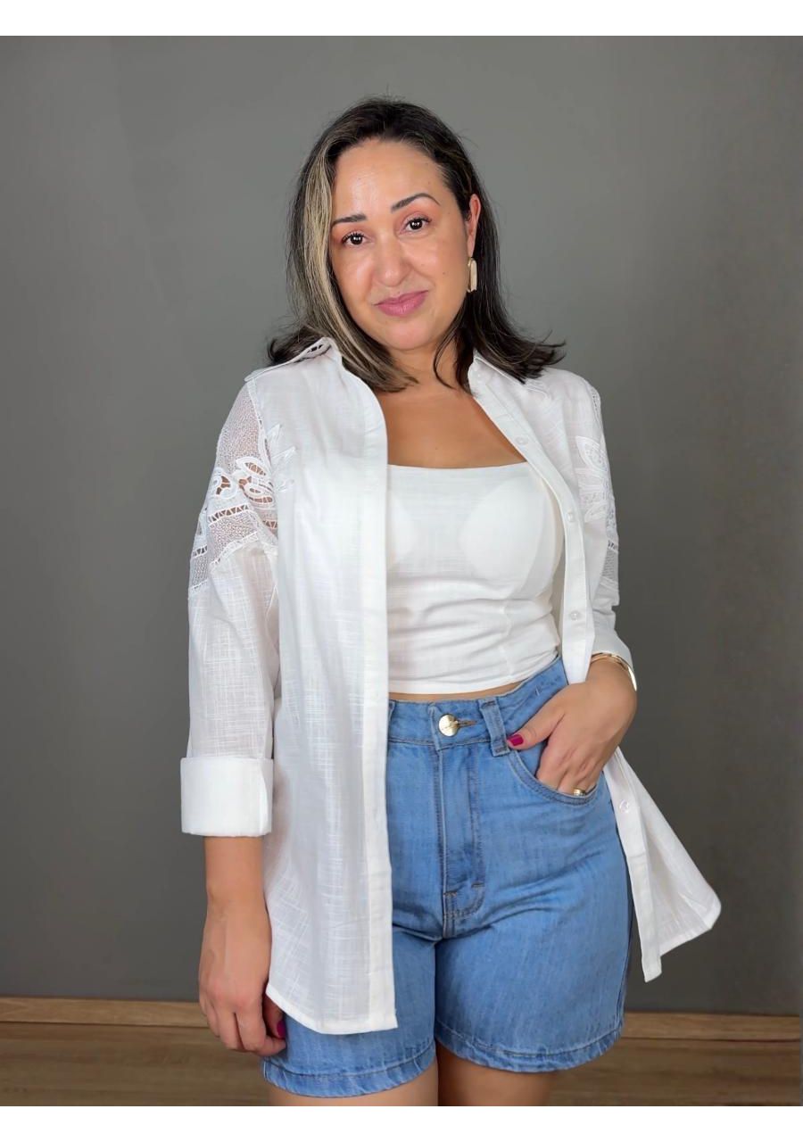 Conjunto Camisa Com Top Com Renda REF:B17068 - 108... - MIX MODA