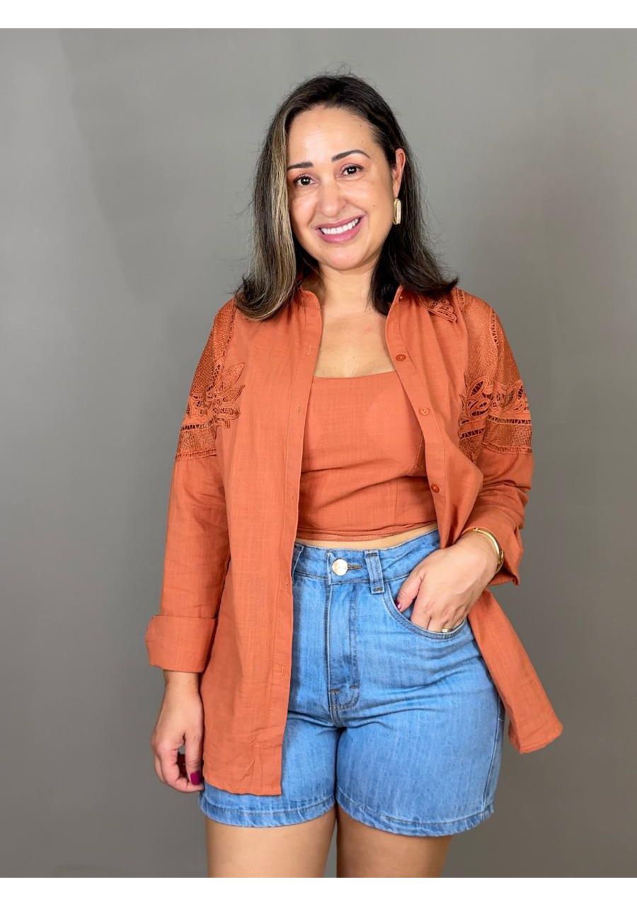 Conjunto Camisa Com Top Com Renda REF:B17068 - 108... - MIX MODA