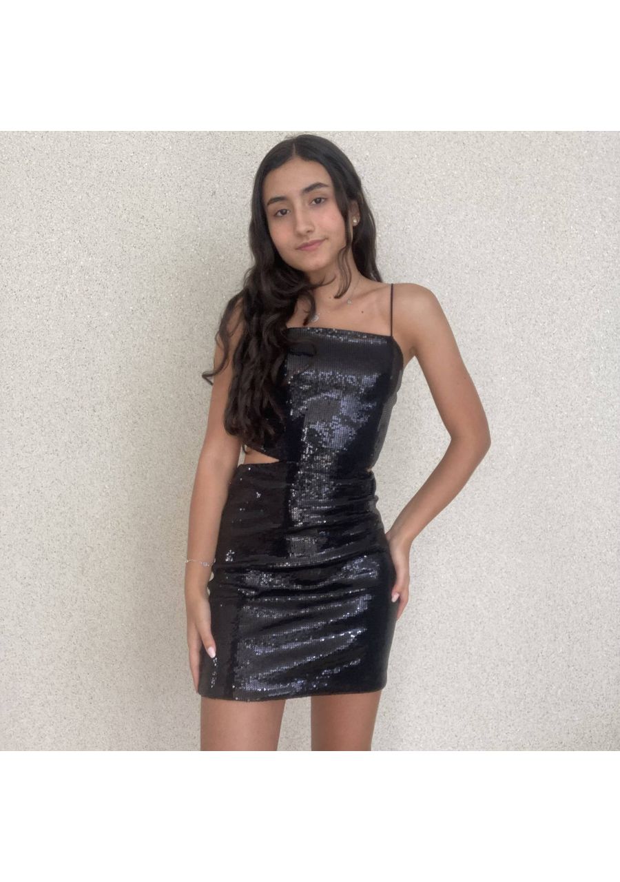 VESTIDO COM RECORTE PAETE 