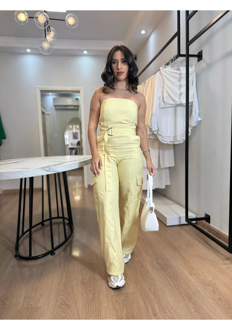 Macacão Natasha Amarelo - 2024166 - Look de Luxo - Moda Feminina