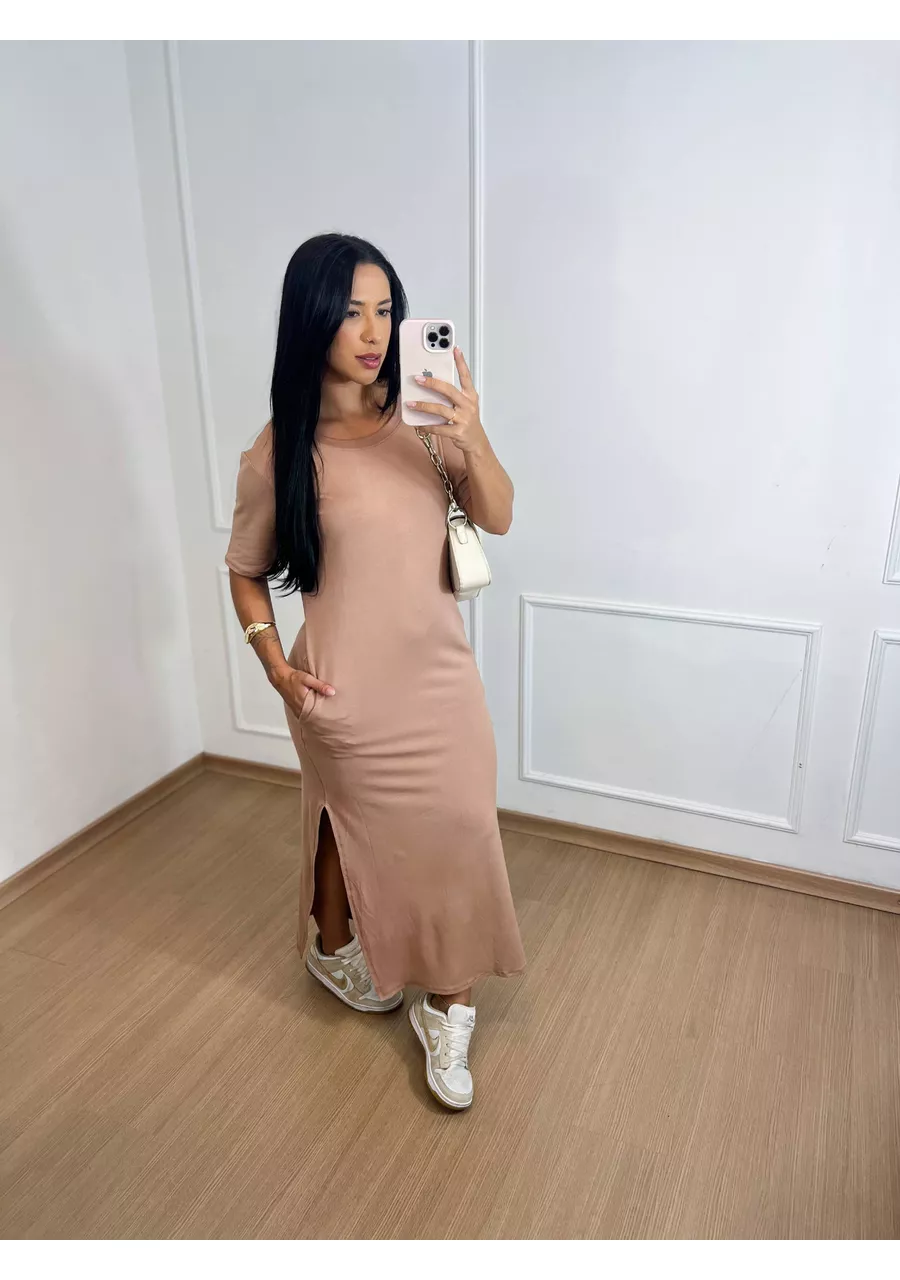 Vestido Valentina Nude - 2024447 - Look de Luxo - Moda Feminina