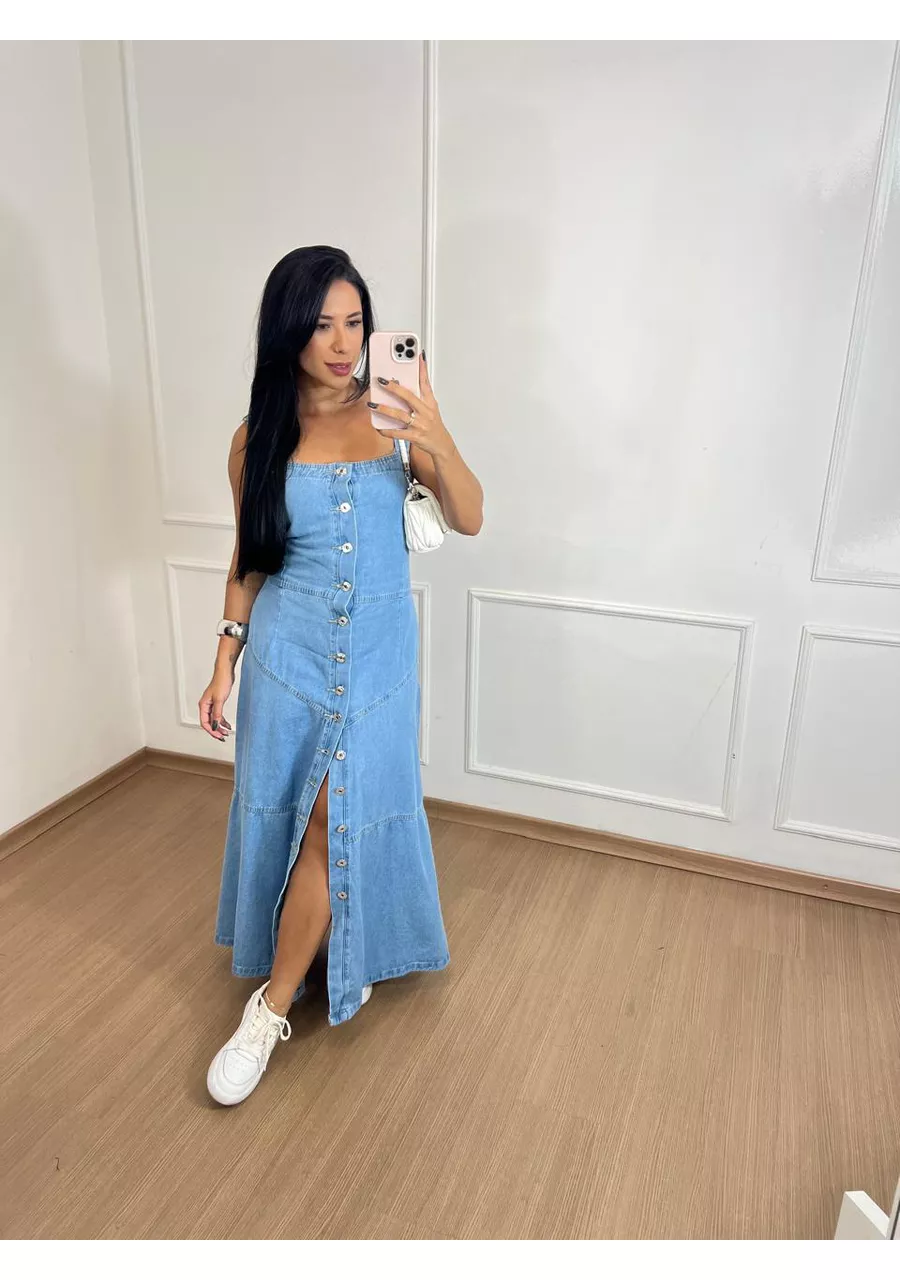 Vestido Jeans Botões - 2024442 - Look de Luxo - Moda Feminina