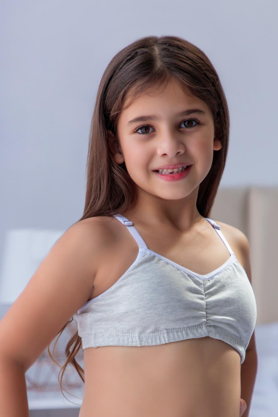 SUTIÃ INFANTIL NO ALGODÃO ESTILO TOP COM BOJO REMOVIVEL CINZA MÉDIO - 458 MESCLA... - Innova Dama
