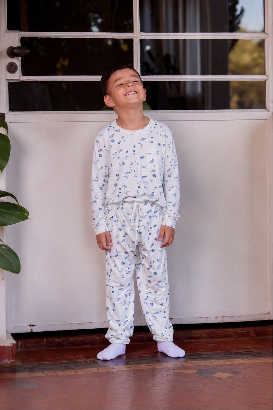 PIJAMA INFANTIL MASCULINO LONGO COM PUNHO BRILHA ESCURO