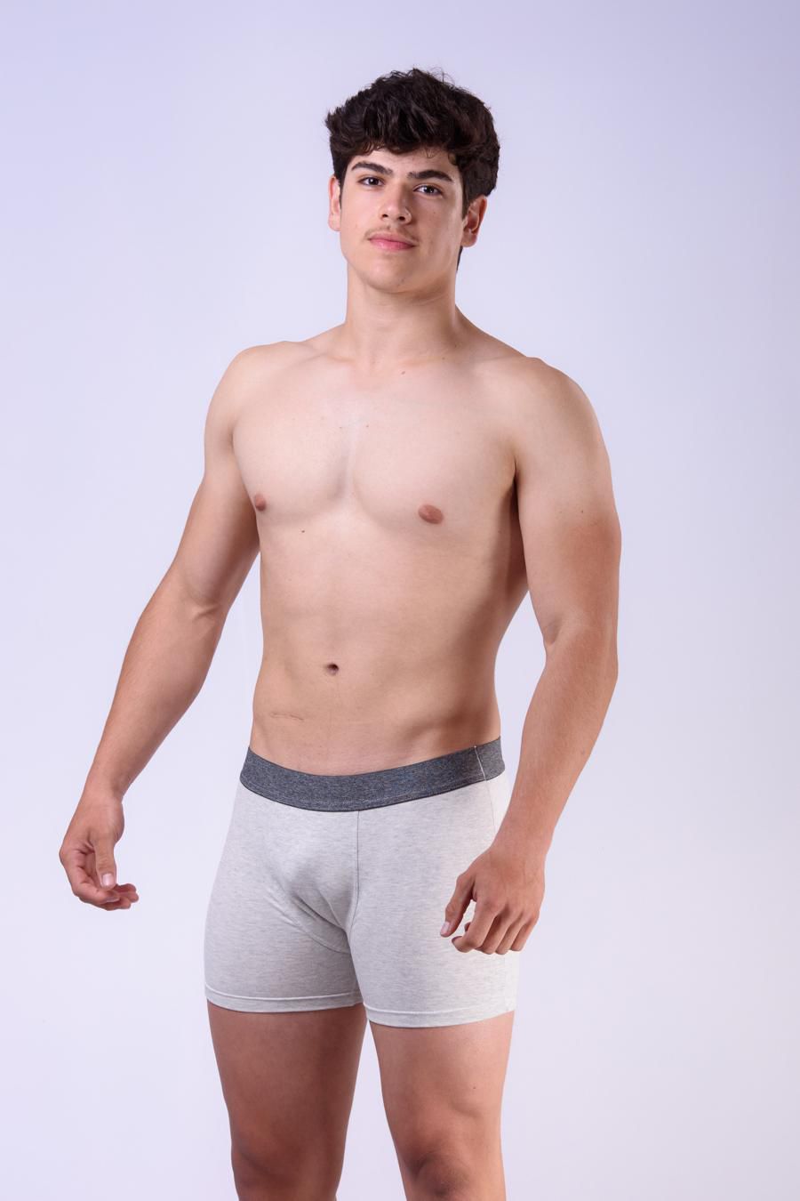CUECA BOX DE ALGODÃO CINZA MÉDIO - 050 MESCLA - Innova Dama