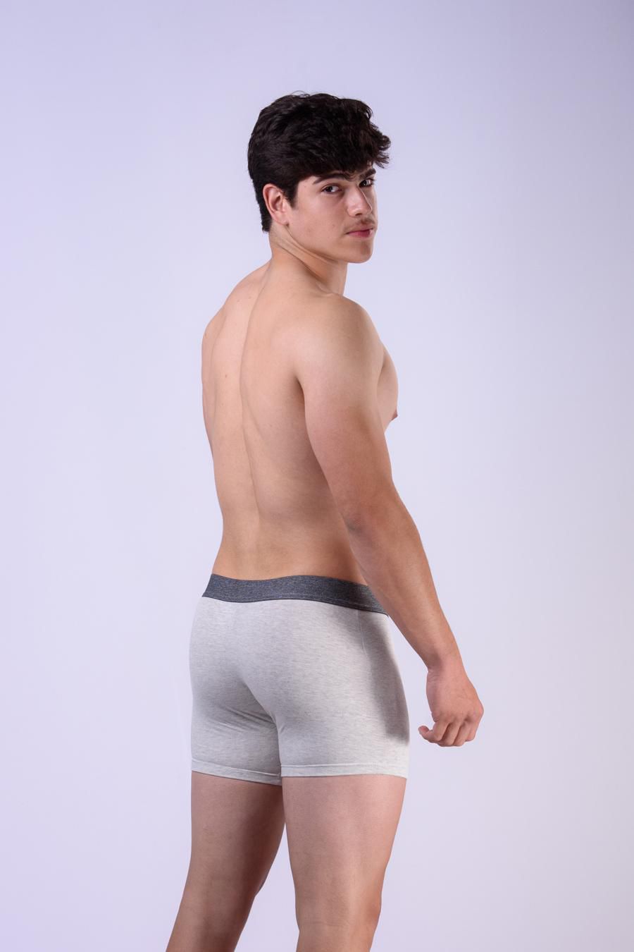 CUECA BOX DE ALGODÃO CINZA MÉDIO
