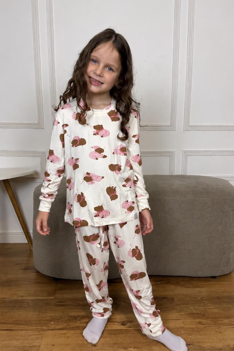 PIJAMA INFANTIL LONGO COM PUNHO CAPIVARA - 238 CAPIVARA - Innova Dama