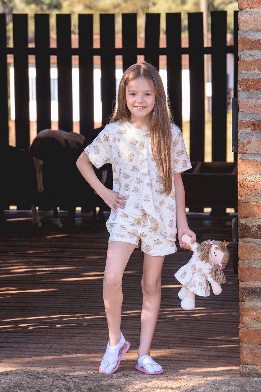 PIJAMA INFANTIL CURTO SHORT E BONECA OVELHA - 206 OVELHA - Innova Dama