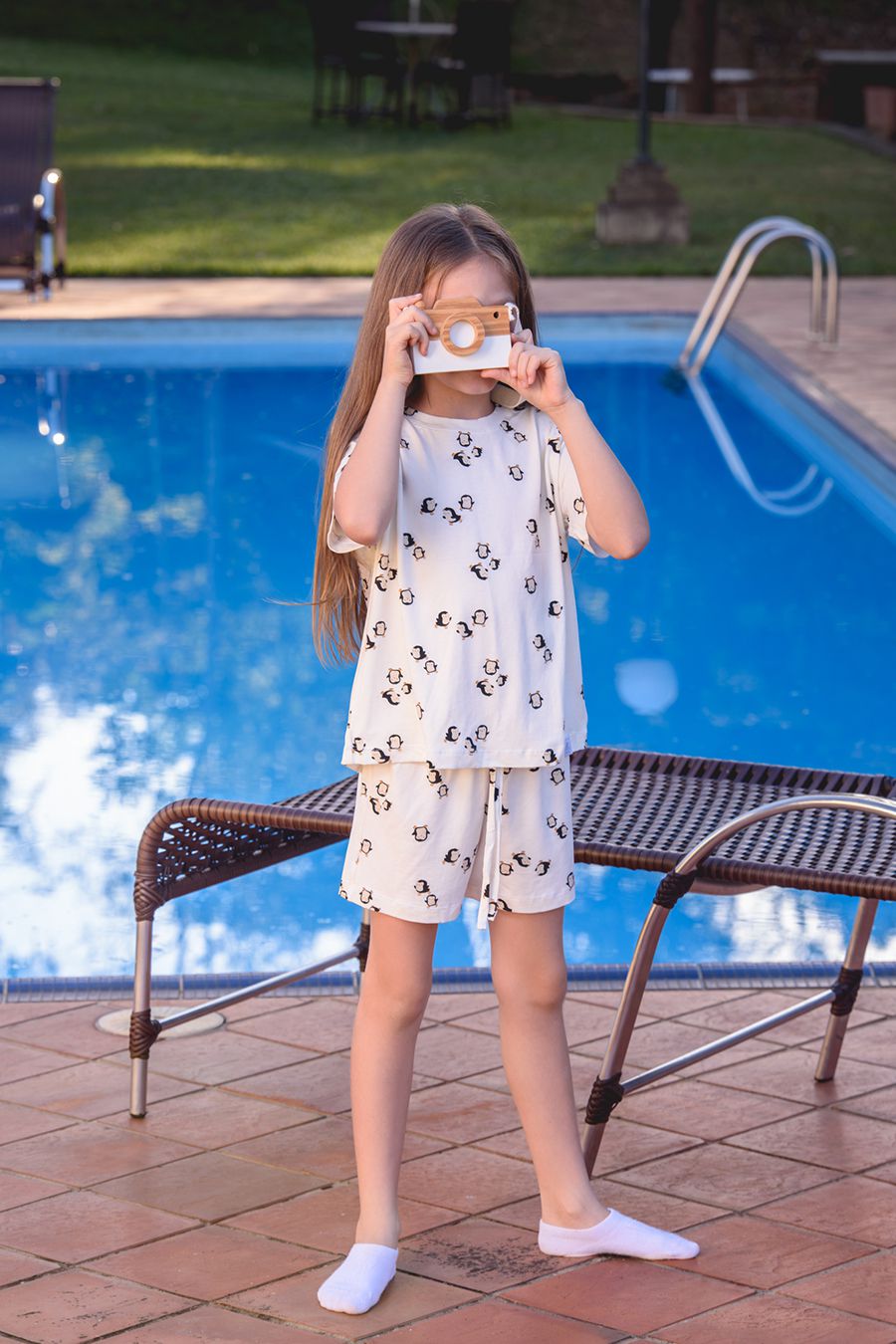 PIJAMA INFANTIL FEMININO SHORT PINGUIM