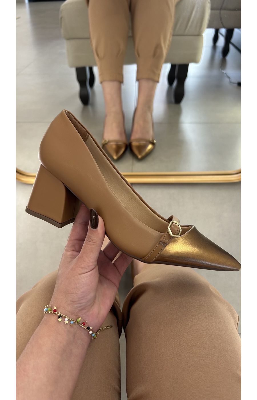 Scarpin Giselle Capuccino/Bronze - AURORA URBAN.