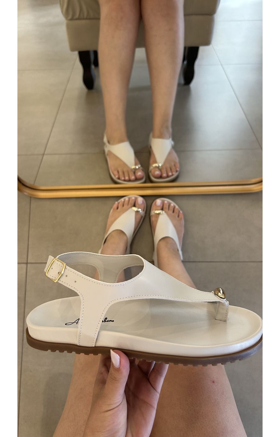 Papete Alice Bridão em Couro off white - AURORA URBAN.