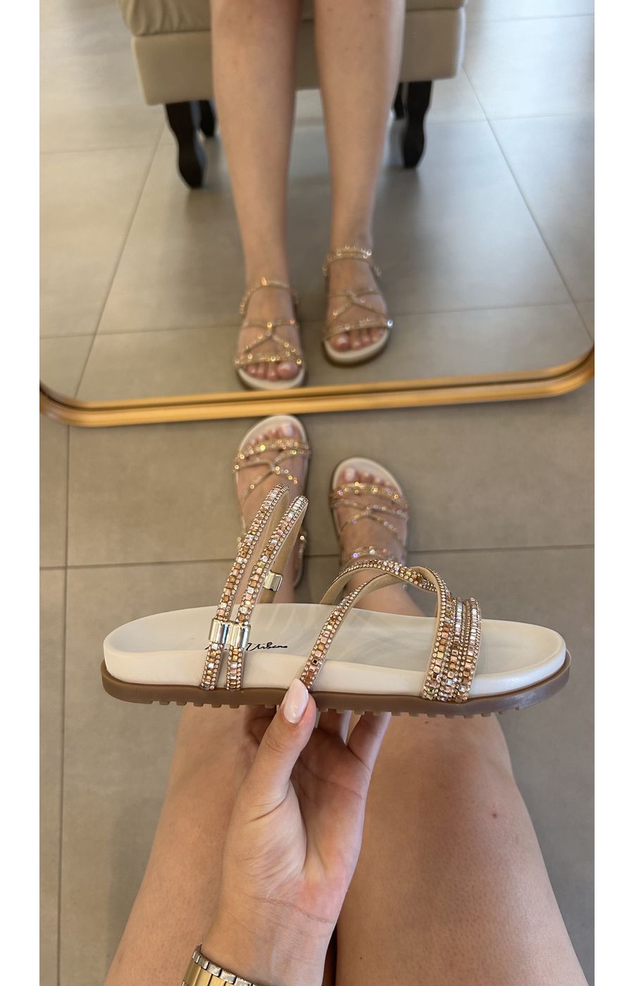 Papete Ana Lívia Strass Off White - AURORA URBAN.
