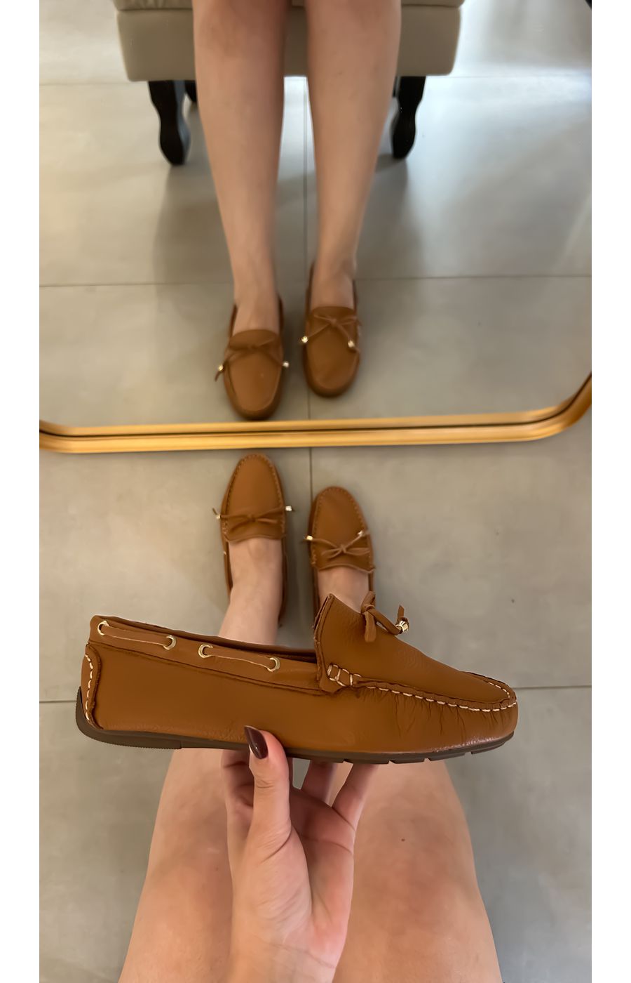 Mocassim Jordana em Couro Capuccino - AURORA URBAN.