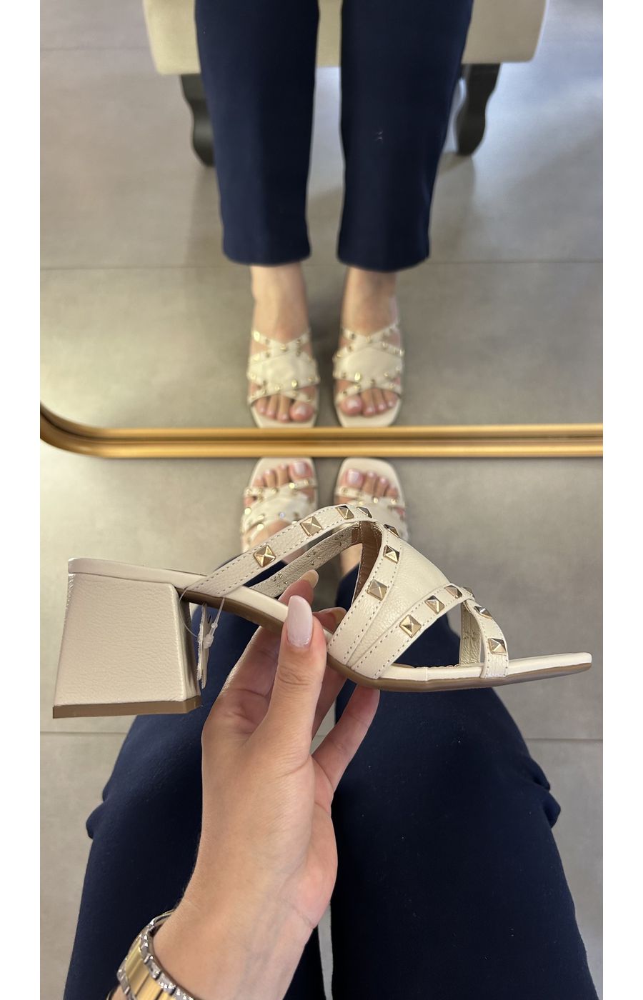 Tamanco Lara Off White em Couro - AURORA URBAN.