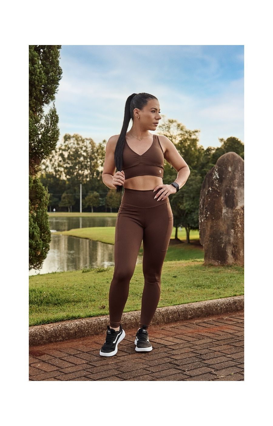 Conjunto Top e Legging Confort Marrom 
