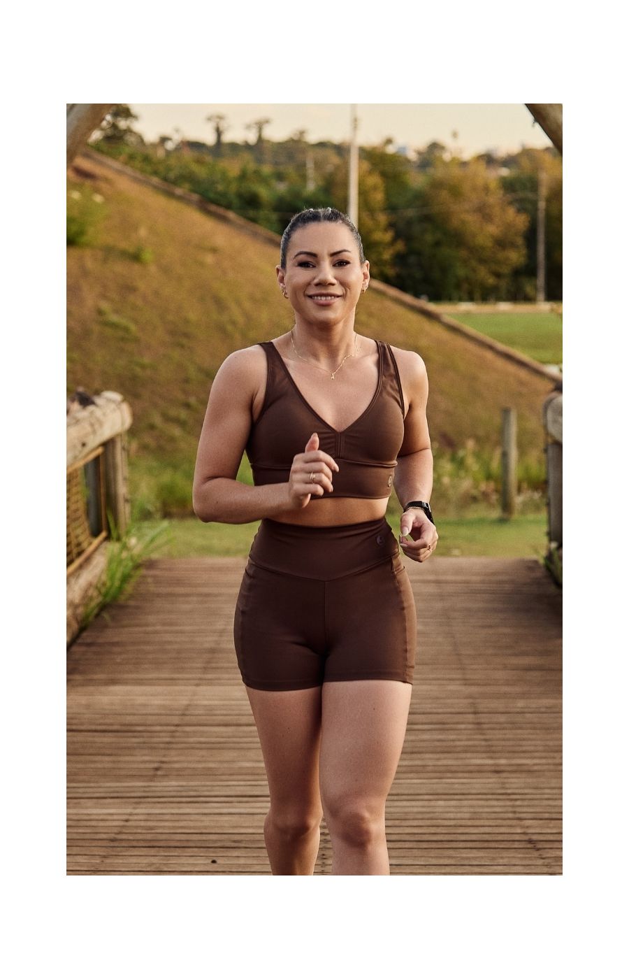 Conjunto Top e Shorts Confort Marrom 