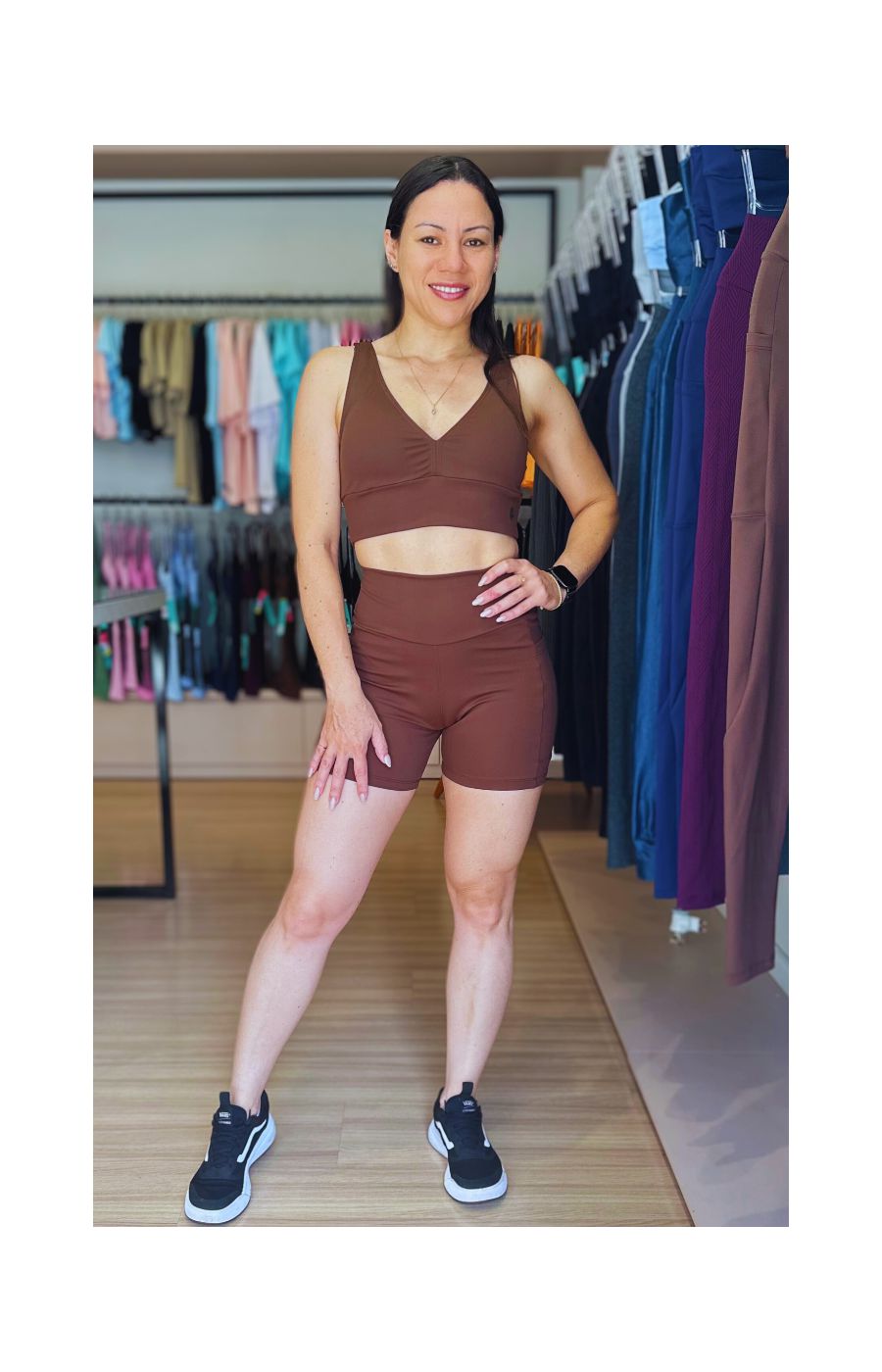 Conjunto Top e Shorts Confort Marrom 