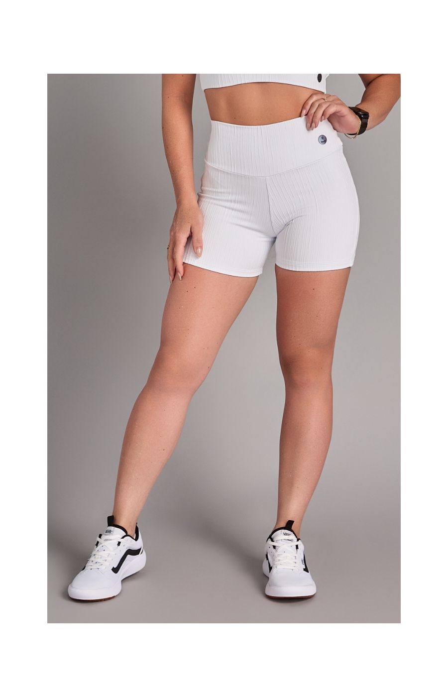 Shorts Empina Bumbum Canelado Bionic Branco