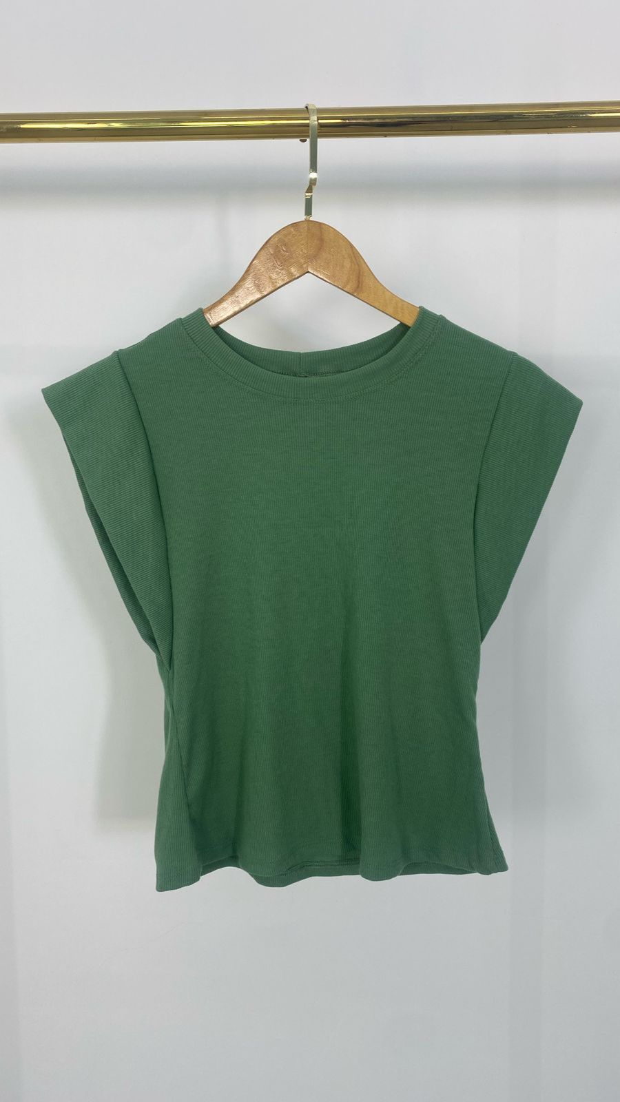 Blusa Muscle Tee de Malha Canelada Verde