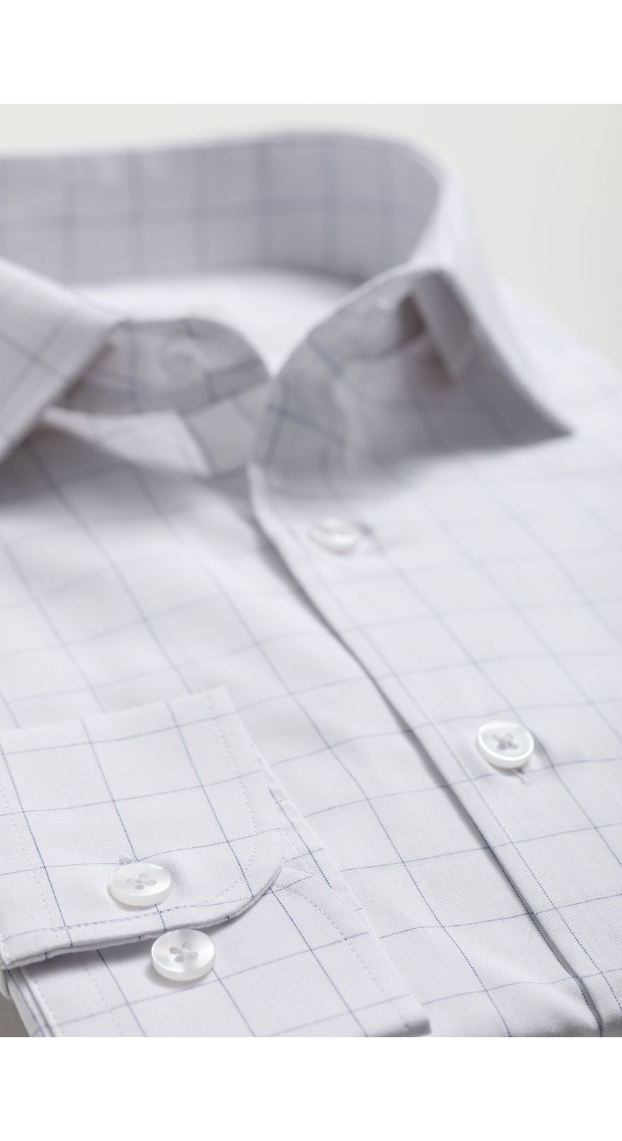 Camisa Manga Longa Regular Quadriculado Branco/Azu - Diodato Alfaiataria
