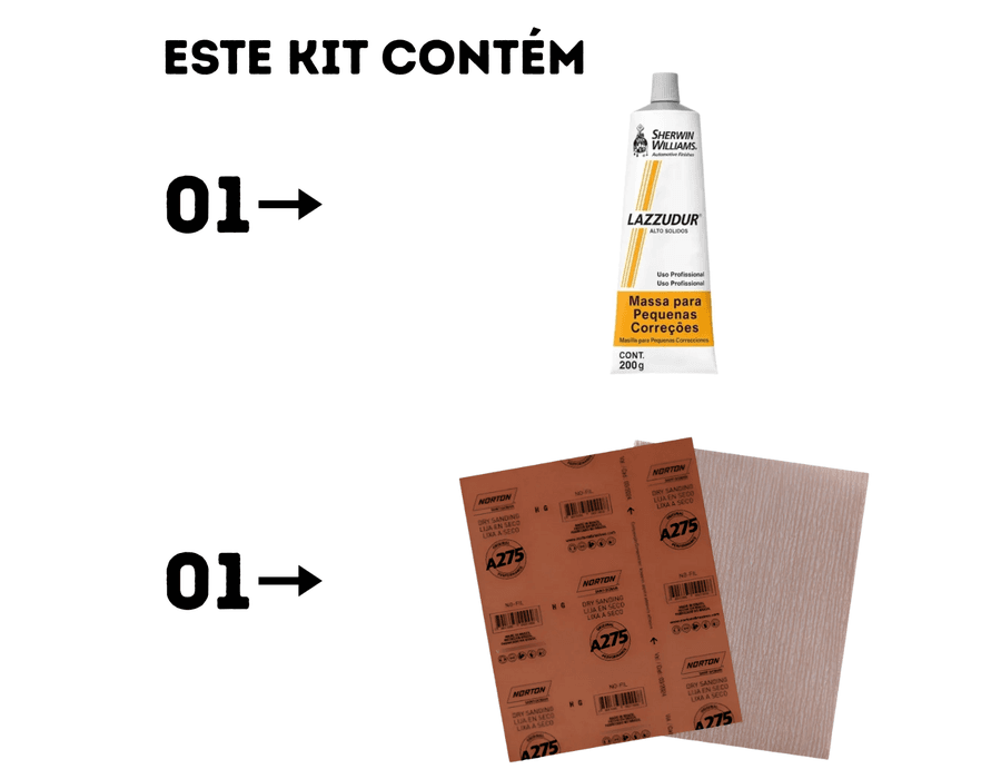 KIT MASSA ACRILICA 200GR + LIXA SECO 150 | Andraort Tintas
