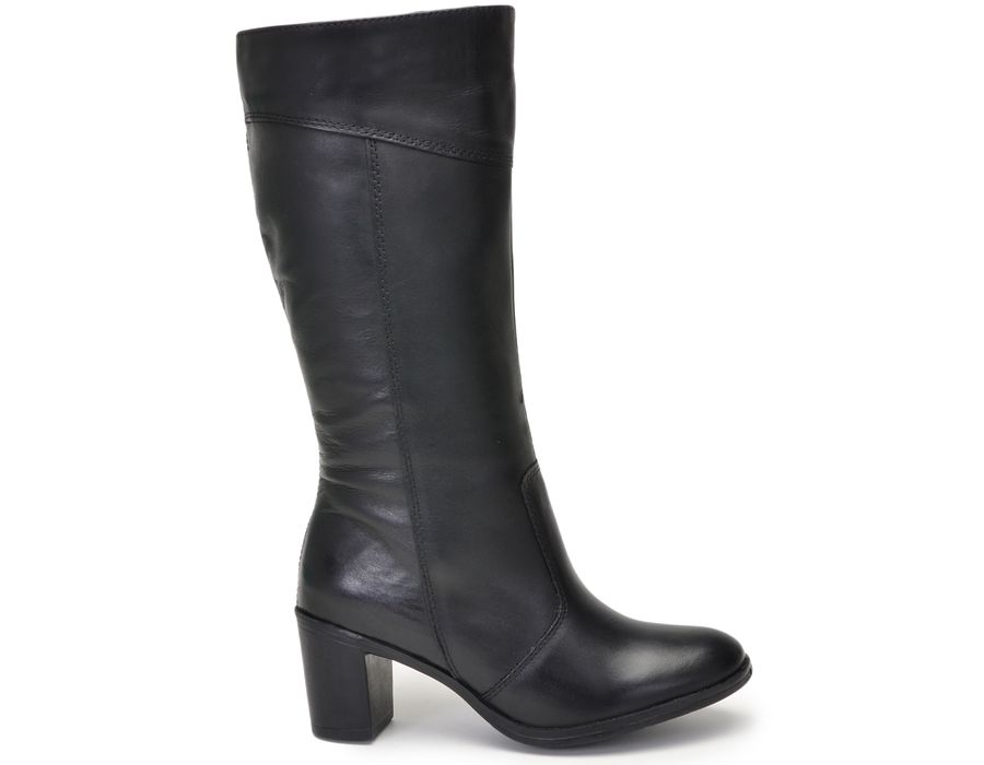 Botas Femininas Cano Médio Salto Grosso Preto
