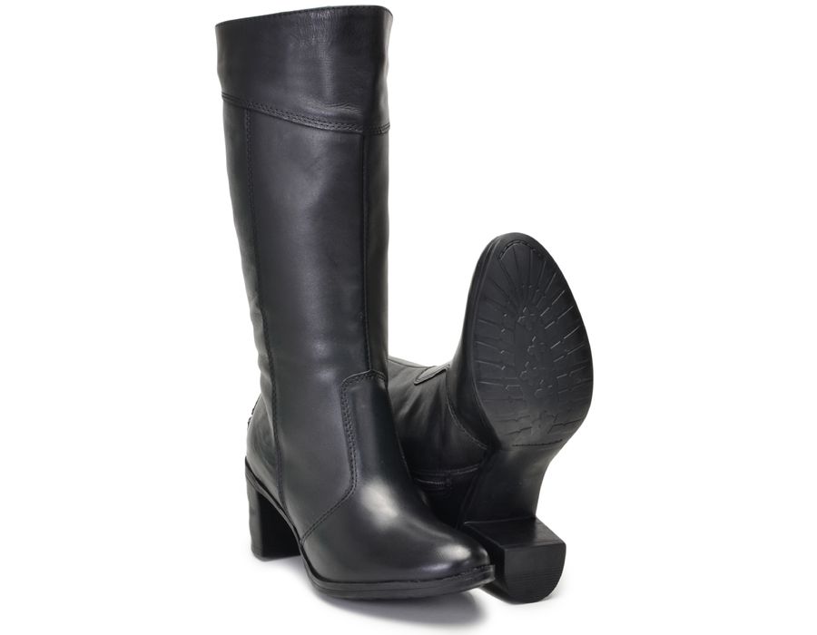 Botas Femininas Cano Médio Salto Grosso Preto