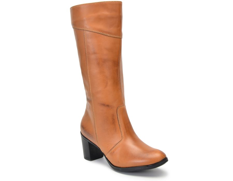 Botas Femininas Cano Médio Salto Grosso Caramelo