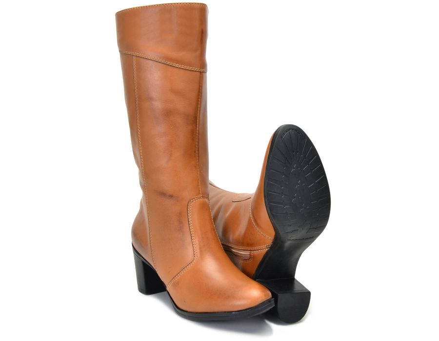 Botas Femininas Cano Médio Salto Grosso Caramelo