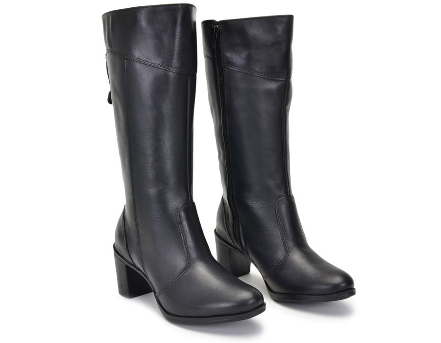 Bota Feminina Cano Médio Salto Grosso Preto