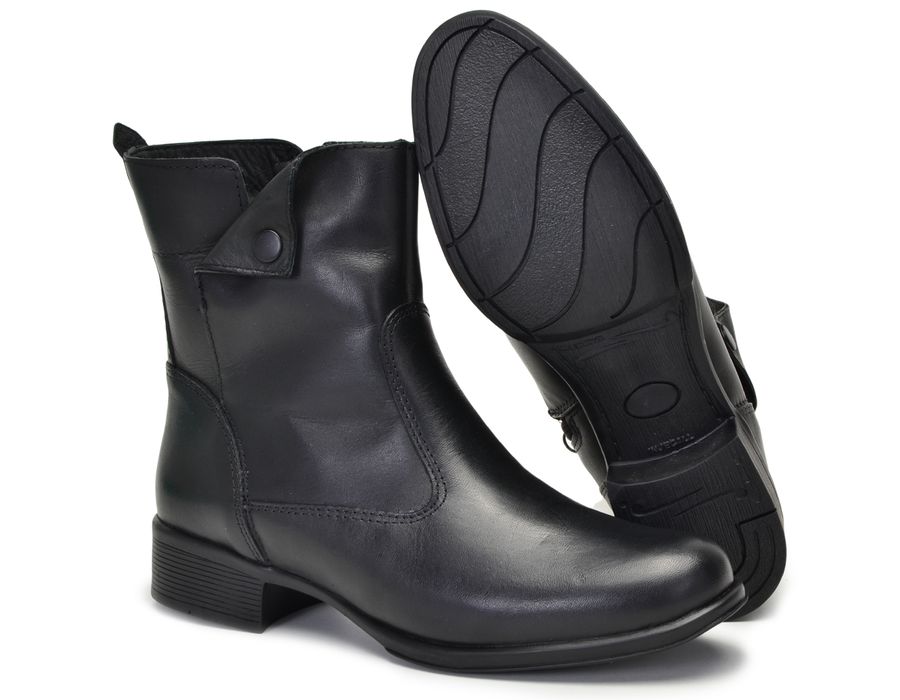 Bota Feminina Couro Bovino Cano Curto Montaria 2150/01 Preto