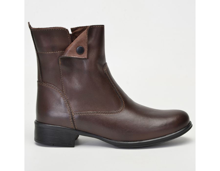 Bota Feminina Couro Bovino Cano Curto Montaria 2150/02 Brown
