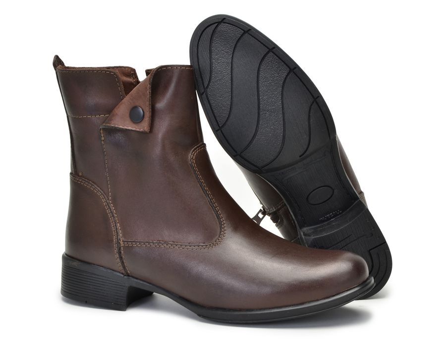 Bota Feminina Couro Bovino Cano Curto Montaria 2150/02 Brown