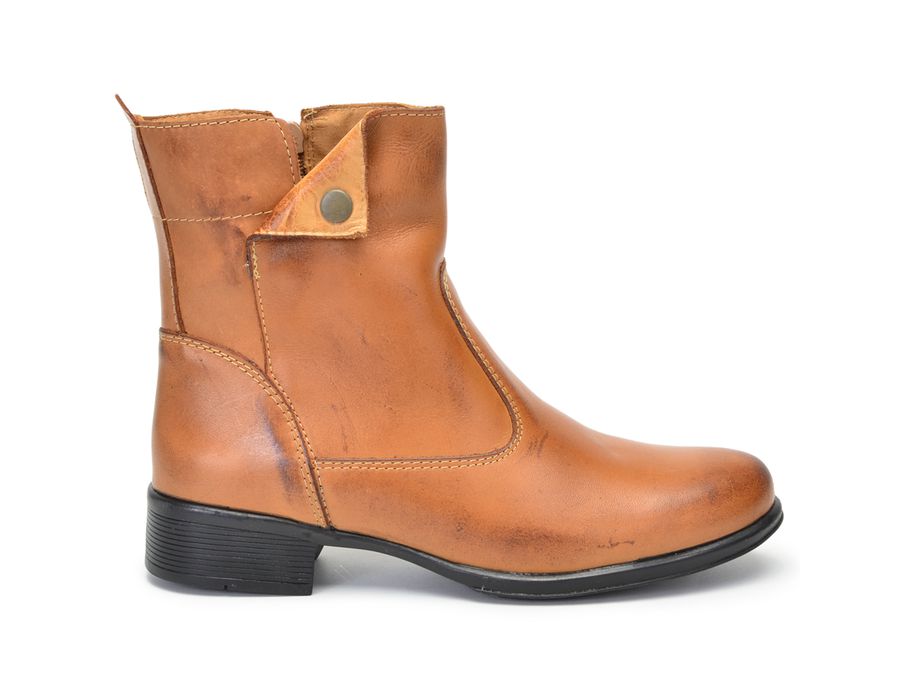 Bota Feminina Couro Cano Curto Montaria 2150/03 Caramelo