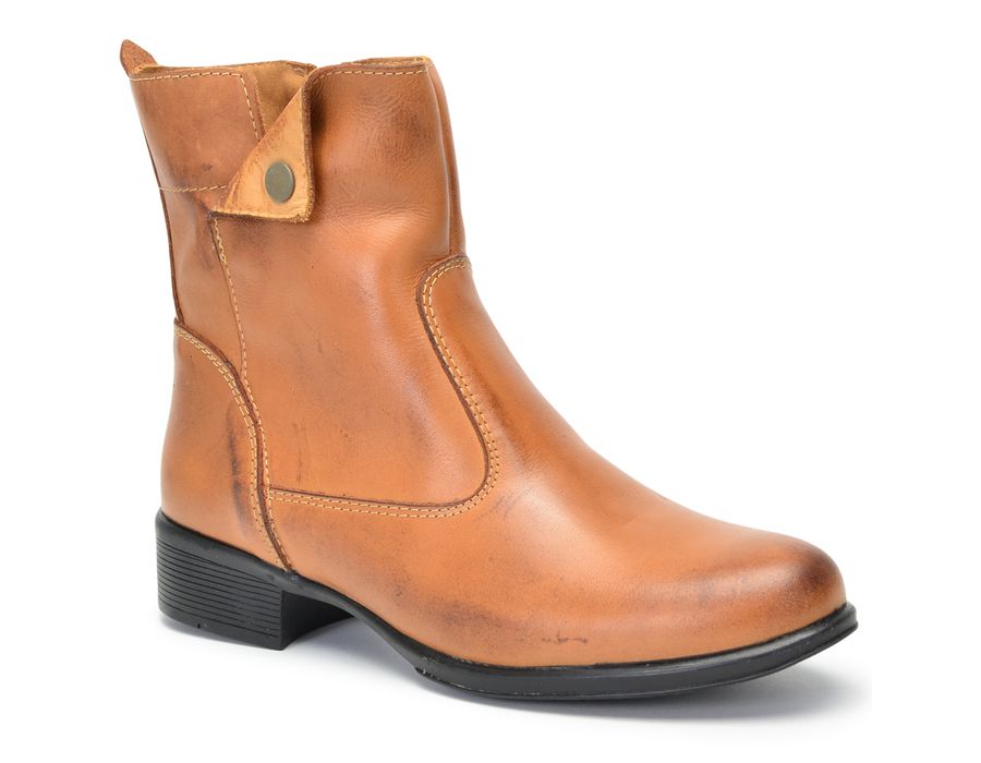 Bota Feminina Couro Cano Curto Montaria 2150/03 Caramelo