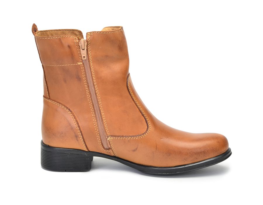 Bota Feminina Couro Cano Curto Montaria 2150/03 Caramelo