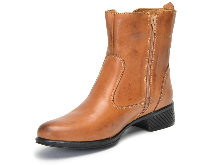 Bota Feminina Couro Cano Curto Montaria 2150/03 Caramelo