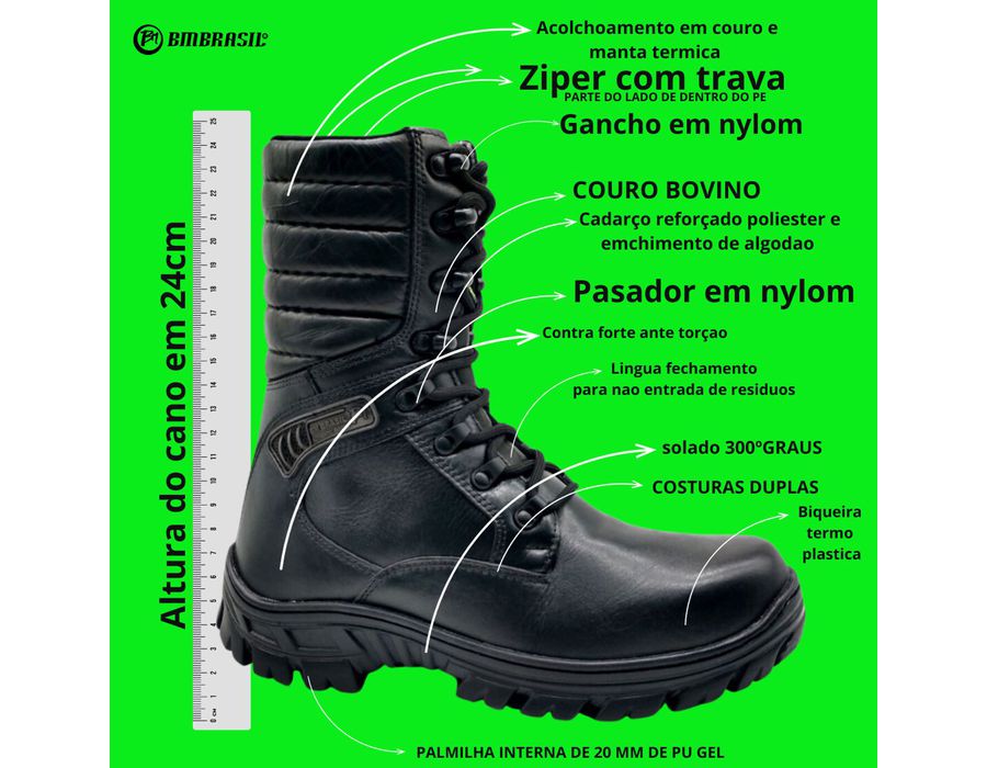 Coturno Attack Tático Bmbrasil 5189/01 Preto