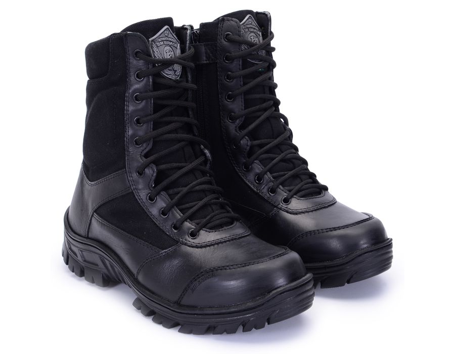 COTURNO EXERCITO SENTINEL EM COURO E COM ZIPER E BIQUEIRA DE TPU PVC 