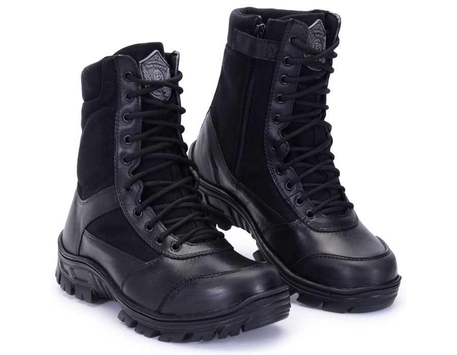 COTURNO EXERCITO SENTINEL EM COURO E COM ZIPER E BIQUEIRA DE TPU PVC 